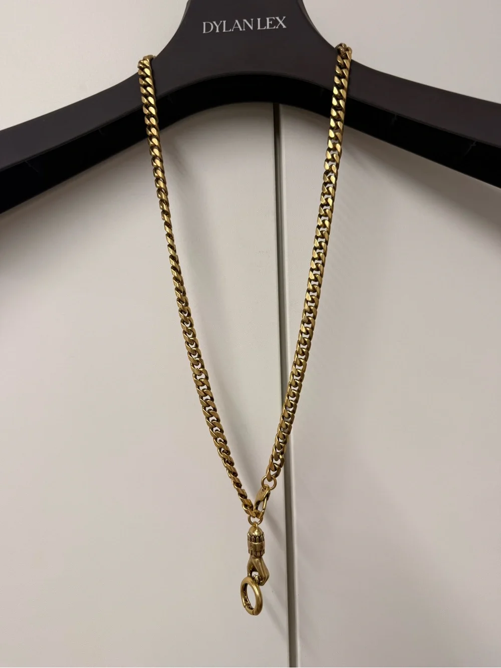 Men's Gold-Tone Curb Chain Necklace with Hand Pendant - Picture 4 of 4